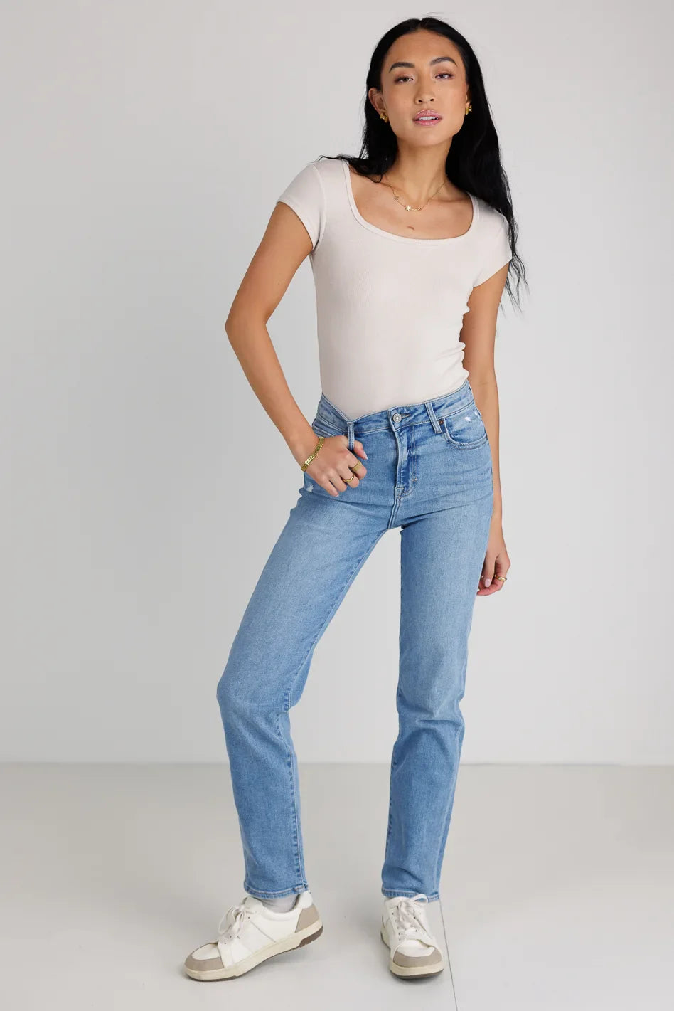 Clara Square Neck Bodysuit in Bone - FINAL SALE