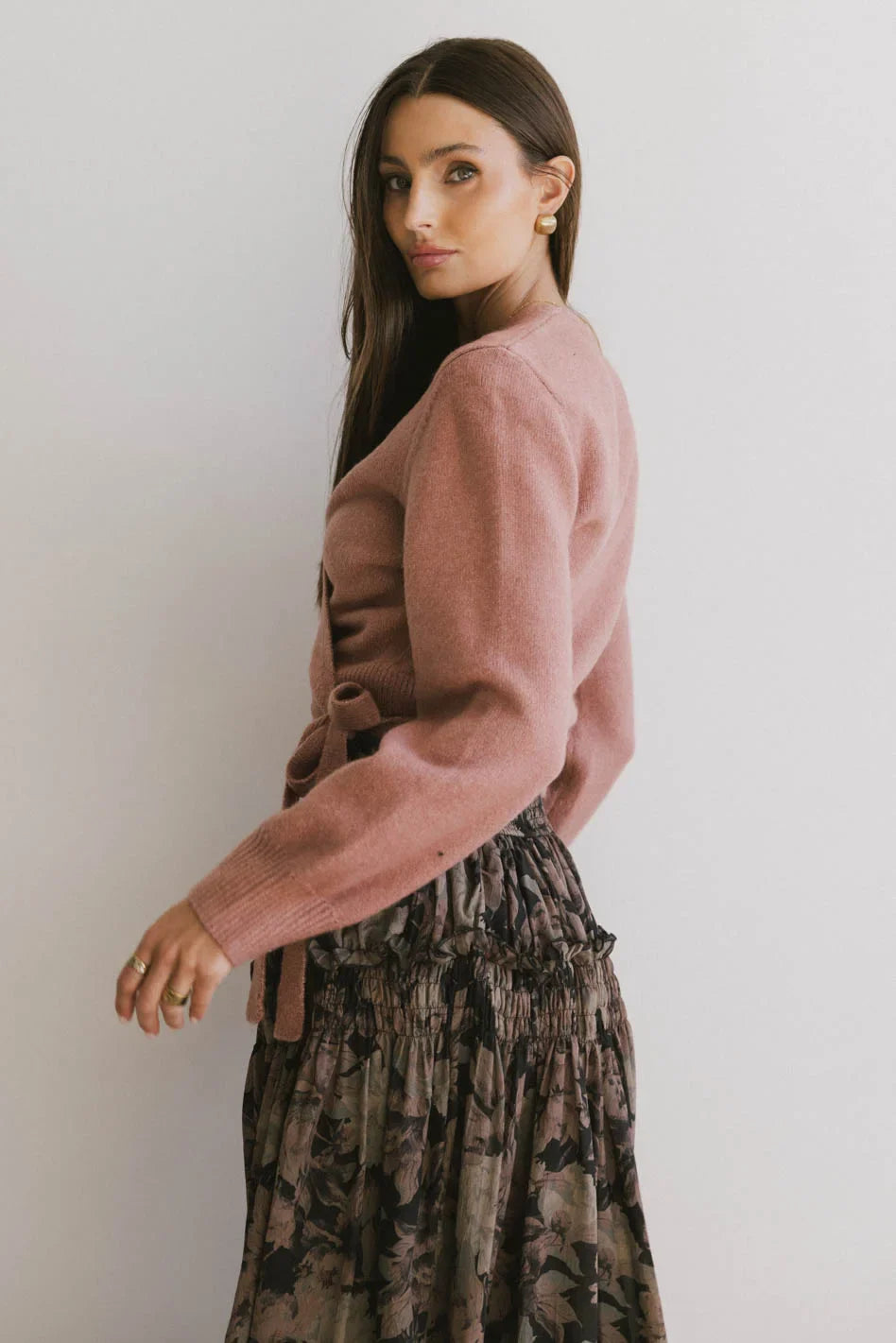Addie Wrap Cardigan in Rose - FINAL SALE