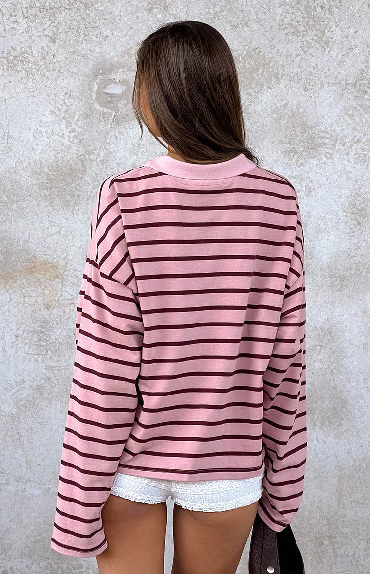 Lioness Rebels Jersey Burgundy Blush Stripe
