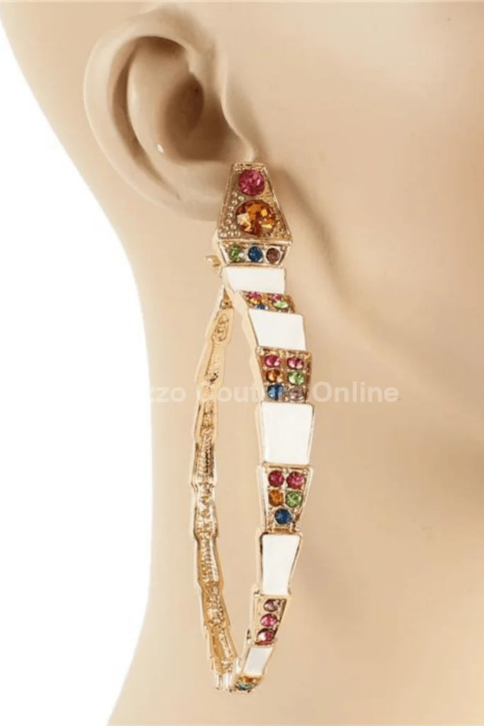 Fashion Metal Crystal Snake Earrings