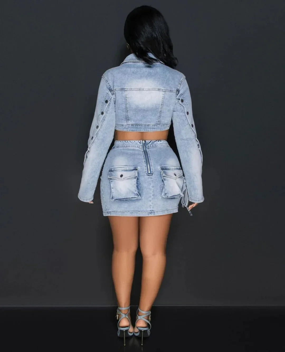 Let It Happen Denim Skirt Set