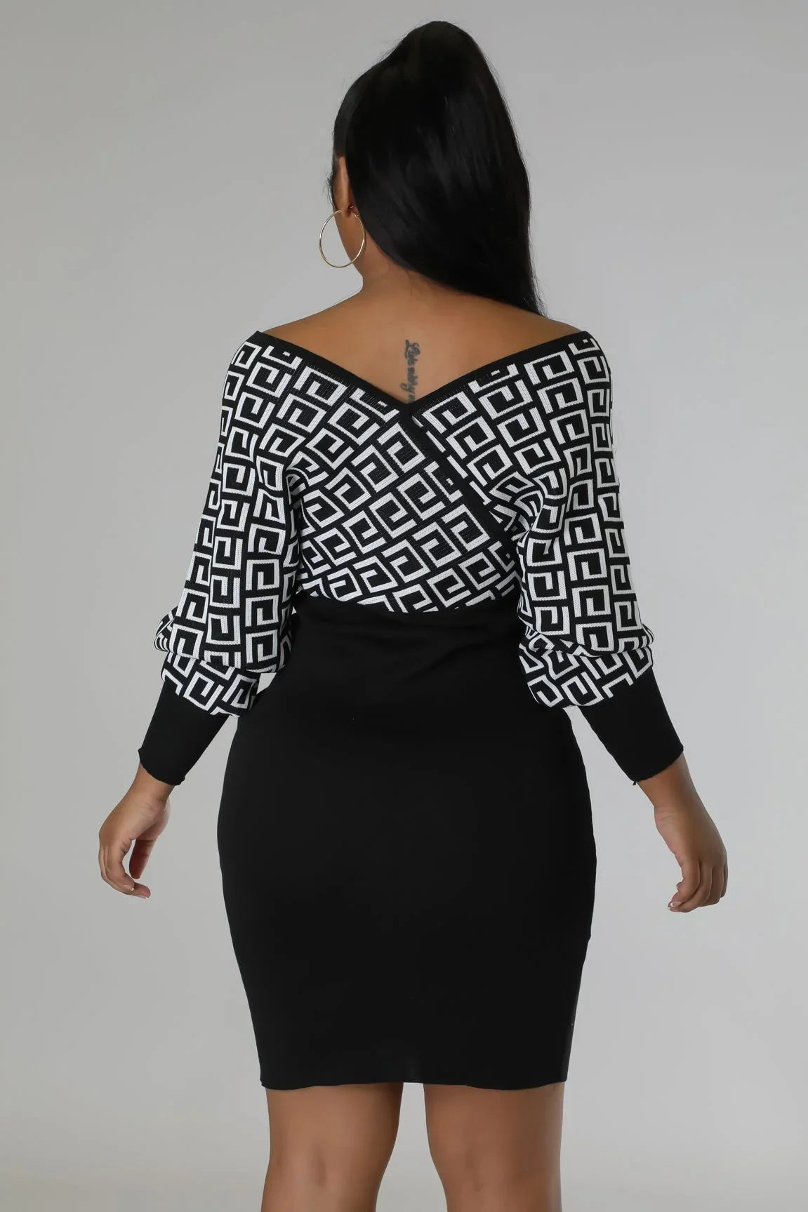 Lumina Babe Knit Midi Dress with Off-Shoulder V Neck