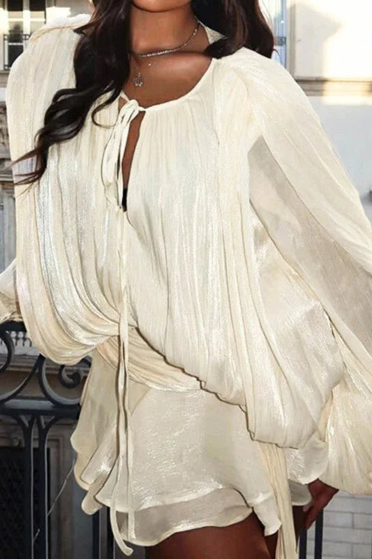 Lumière Drape Luxe Shorts Set - Tan