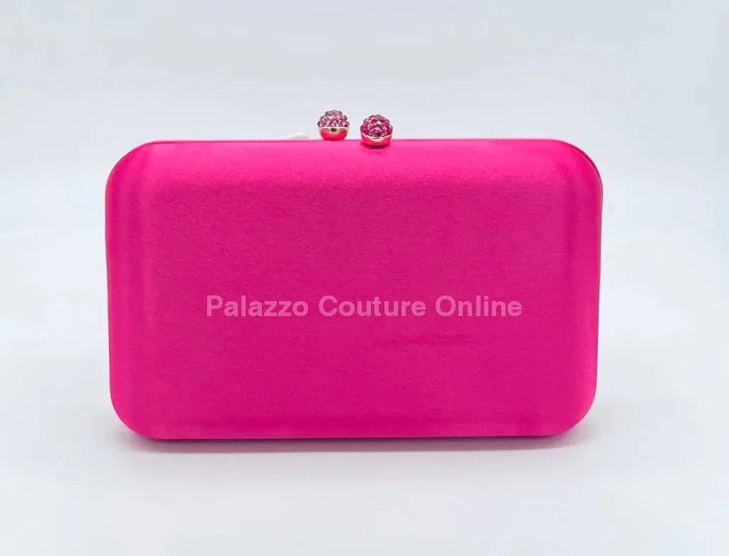 Luxe Silk Pink Evening Clutch with Rhinestone Detail