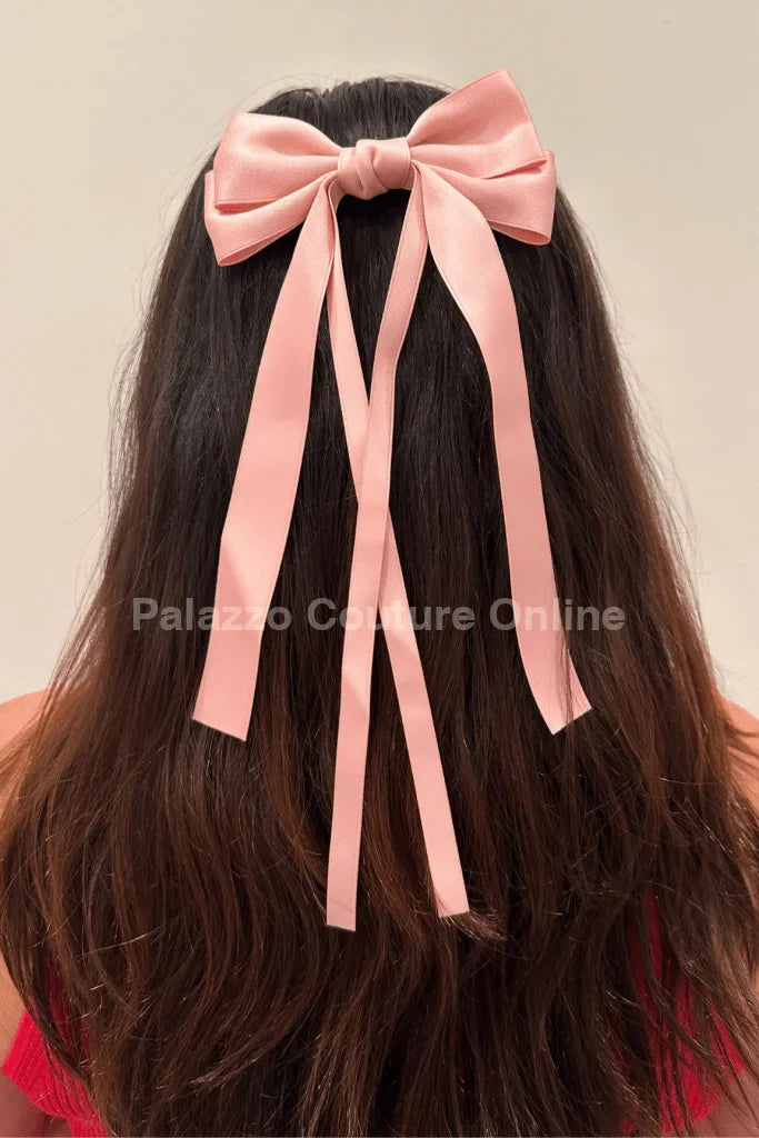 Luxury Double Ribbon Hair Bow (Pink)