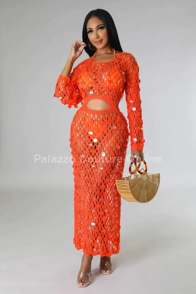 Make You Feel Cover Up Maxi Dress (Orange)