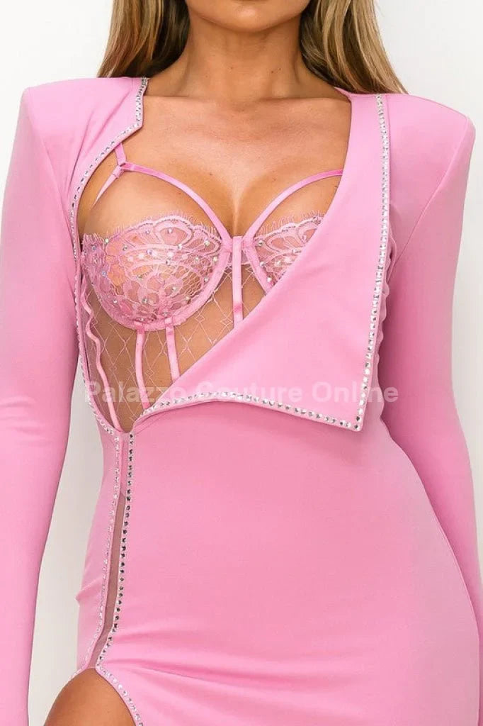 My Own Style of Loving Pink Rhinestone Dress