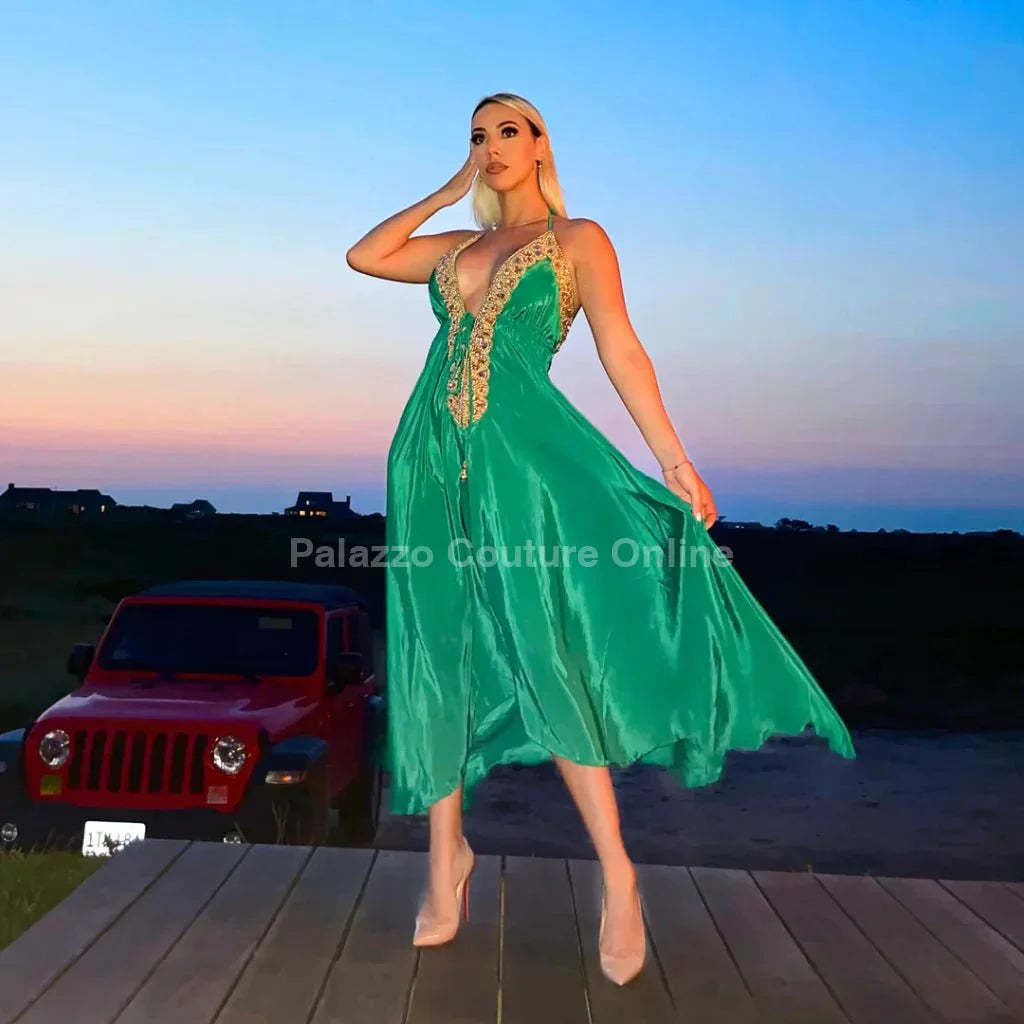 Private Oasis Maxi Dress (Green/Gold)