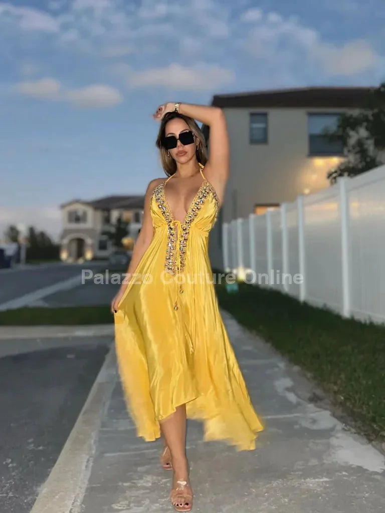Private Oasis Maxi Dress (yellow)