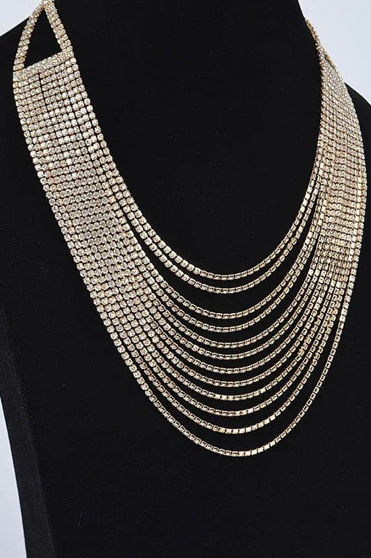 Radiant Luxe Rhinestone Layered Necklace - Gold