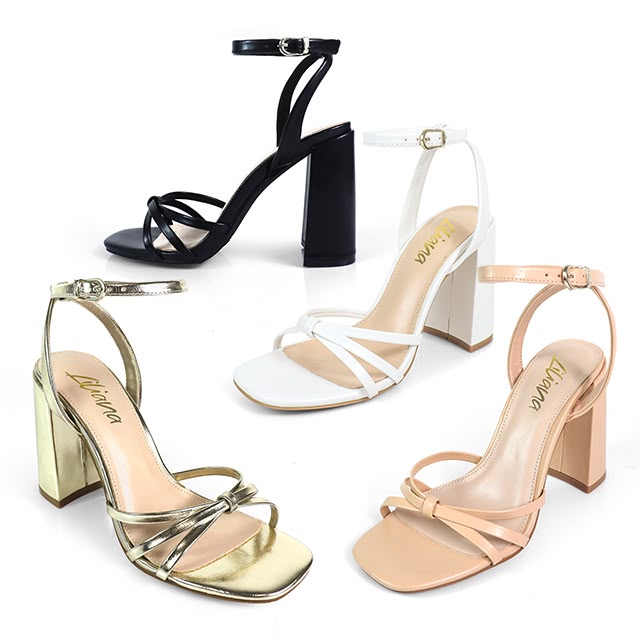Rodeo Strappy Block Heels Gold