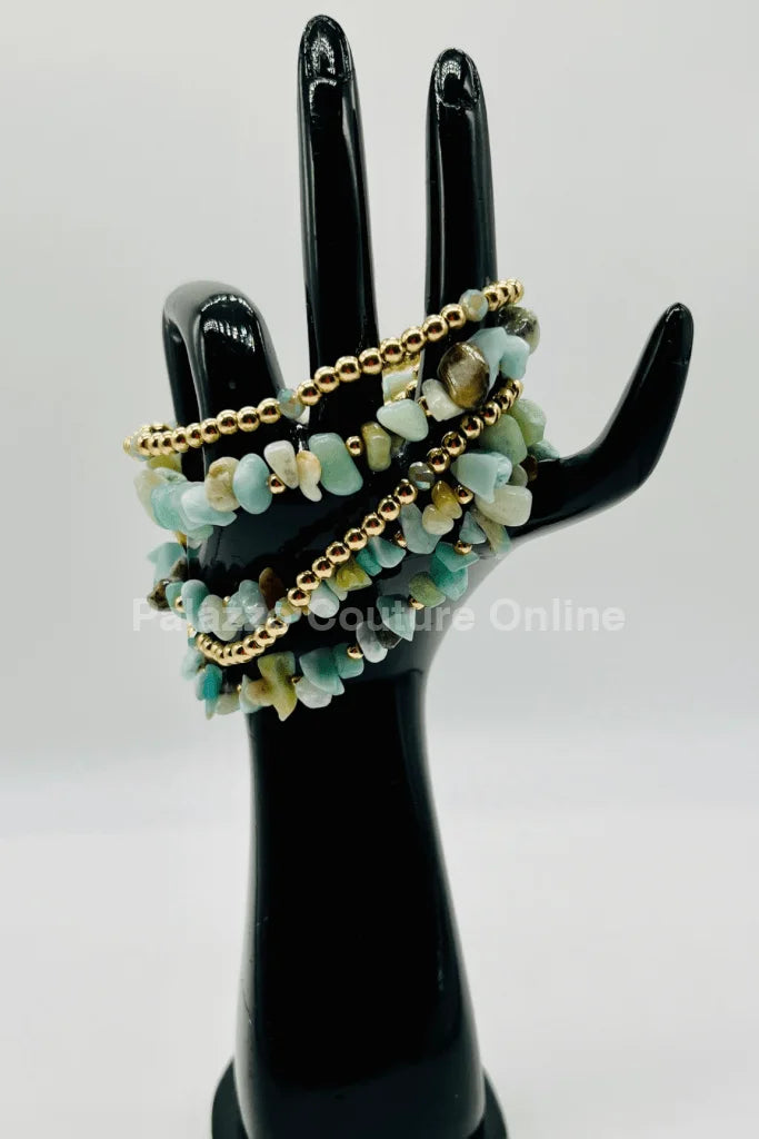 Rocio Mix Beaded Amazonite Bracelet (Green Gold)