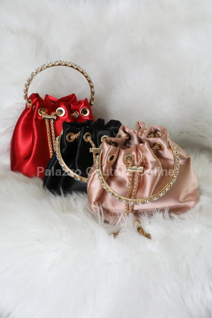 Simone Babe Nude Handbag with Rhinestone Handle & Chain