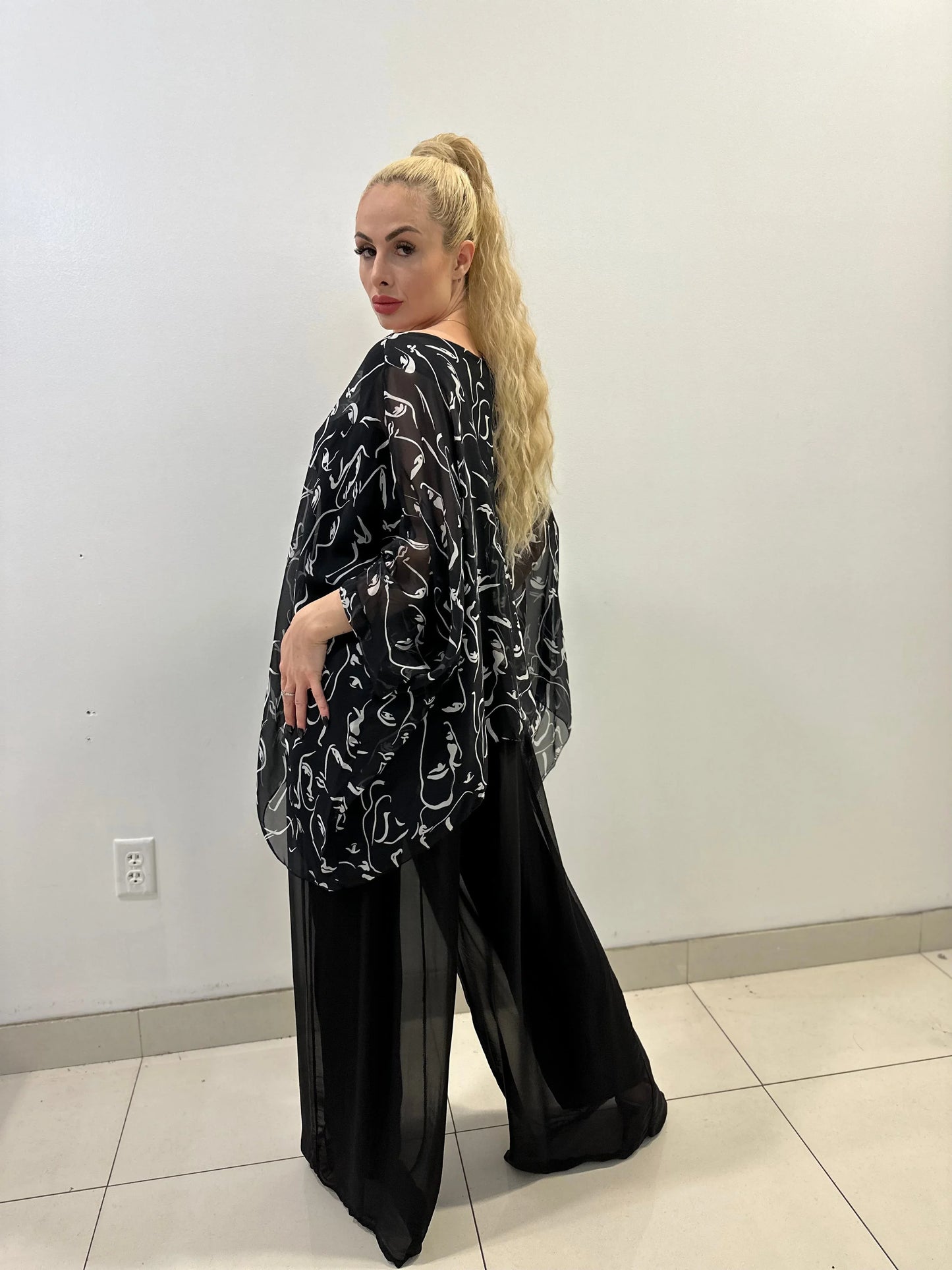Splendida Silky Italian Black Blouse
