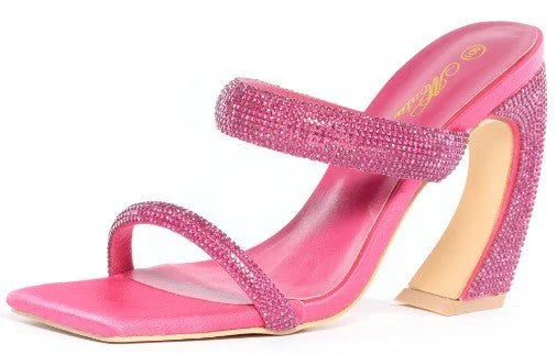 Studded Platform Open toe High Heels (Pink)