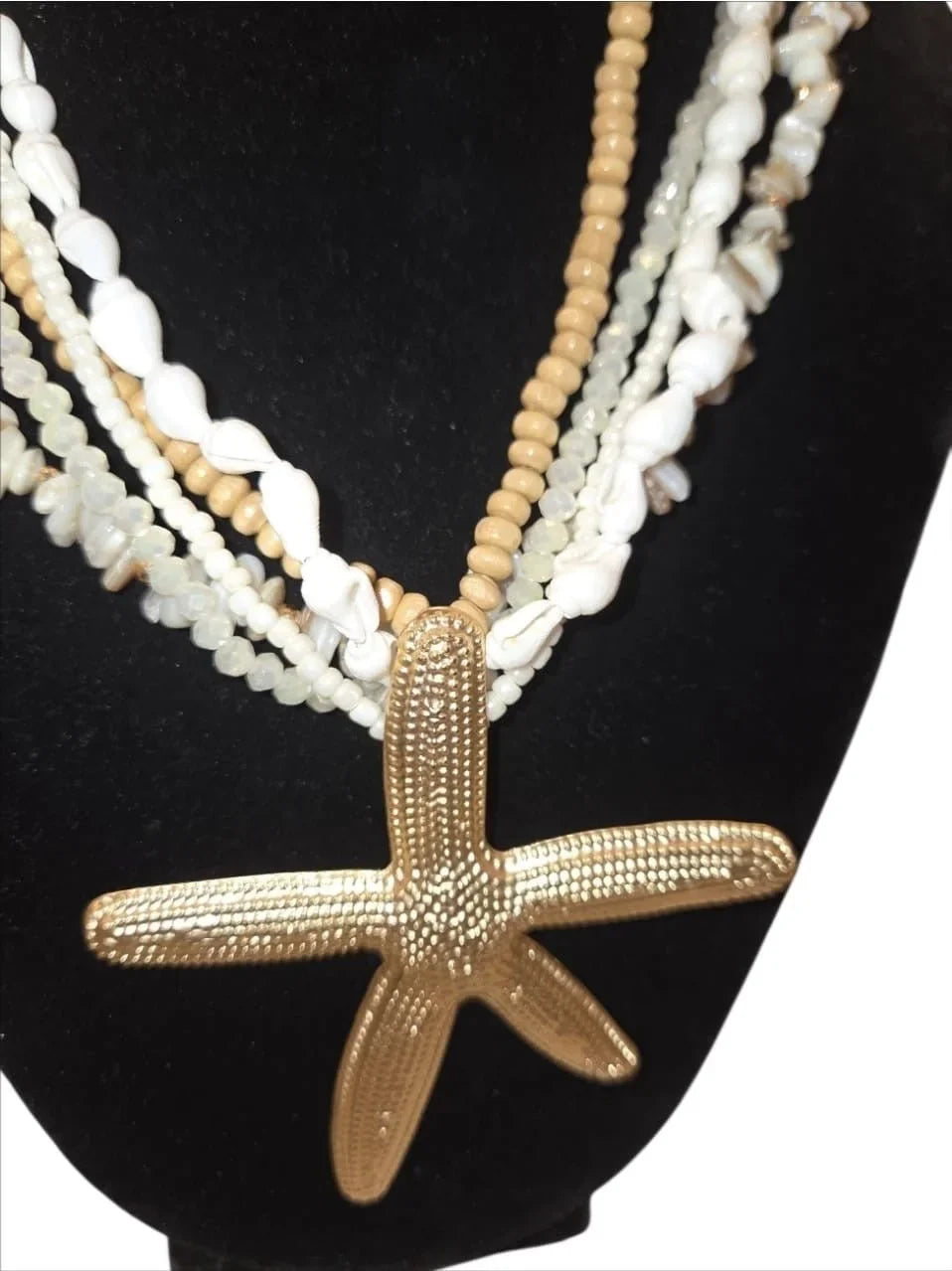 White Gold Layered Starfish Necklace Luxe