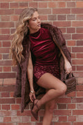 Nissa Velvet Top - Burgundy