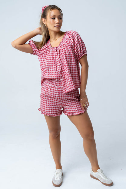 Ambree Gingham Button Up Top