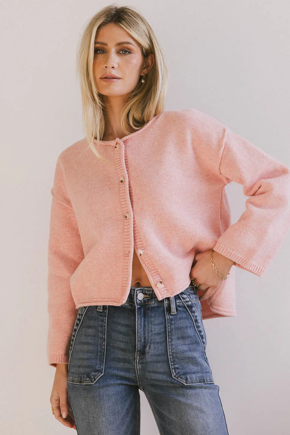 Carlie Knit Cardigan in Pink - FINAL SALE