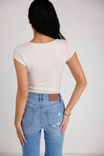 Clara Square Neck Bodysuit in Bone - FINAL SALE