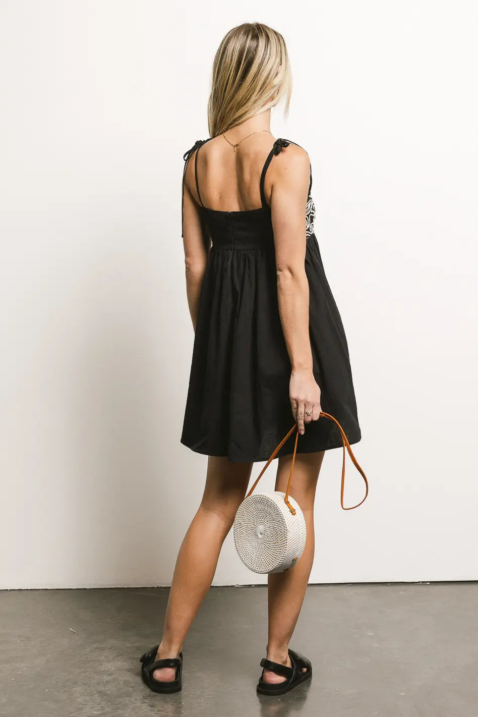 Abstract Embroidered Mini Dress in Black - FINAL SALE