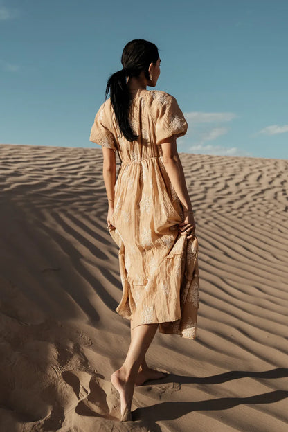 Fool For You Midi Dress in Camel - FINAL SALE