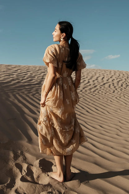 Fool For You Midi Dress in Camel - FINAL SALE