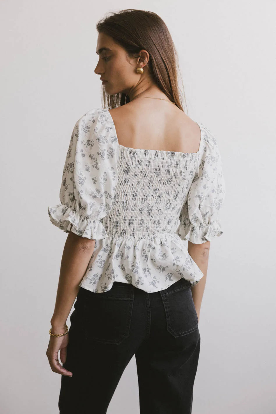 Connie Ditsy Floral Peplum Top - FINAL SALE