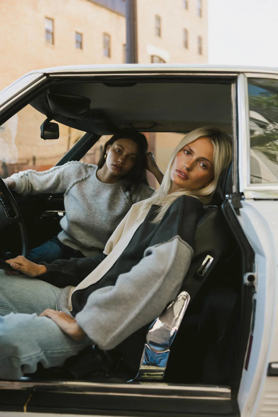 Abara Colorblock Sweater in Charcoal - FINAL SALE