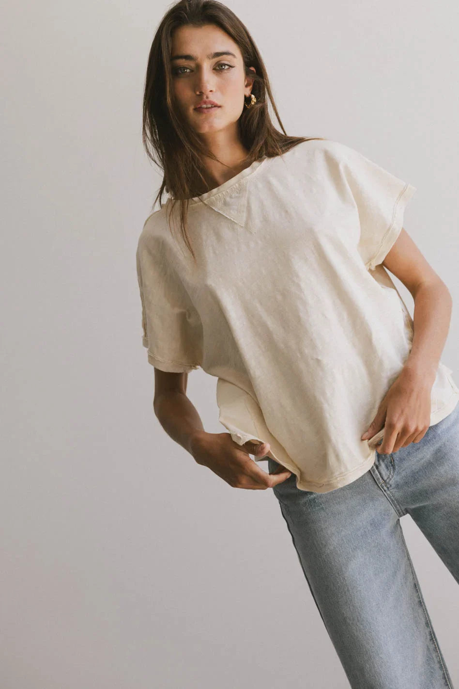 Indy Contrast Top in Cream - FINAL SALE