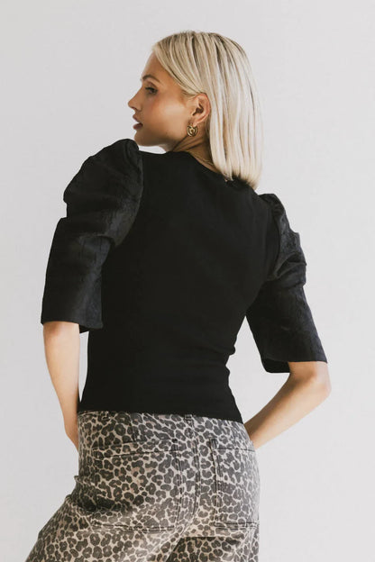 Andrea Mixed Media Top in Black - FINAL SALE