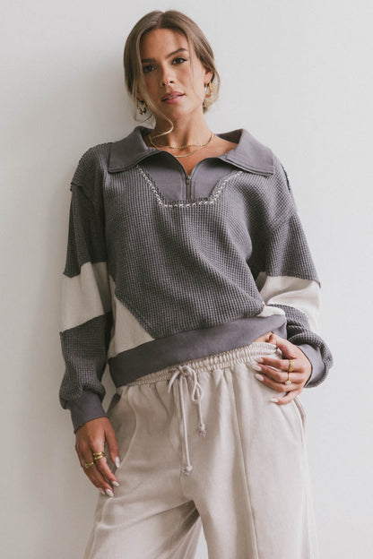 Harbor Knit Quarter Zip in Charcoal - FINAL SALE