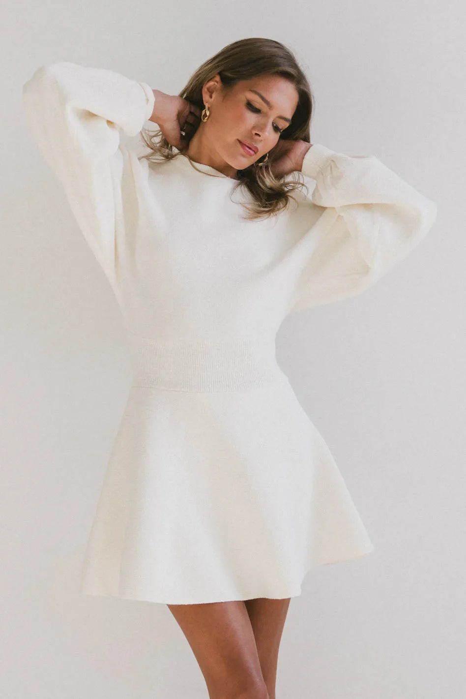 Dolores Knit Mini Dress in Cream - FINAL SALE