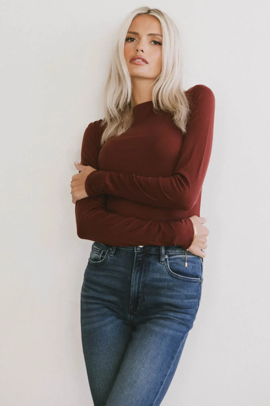 Bianca Ruched Top in Burgundy - FINAL SALE