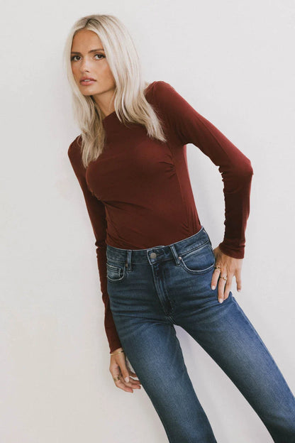 Bianca Ruched Top in Burgundy - FINAL SALE