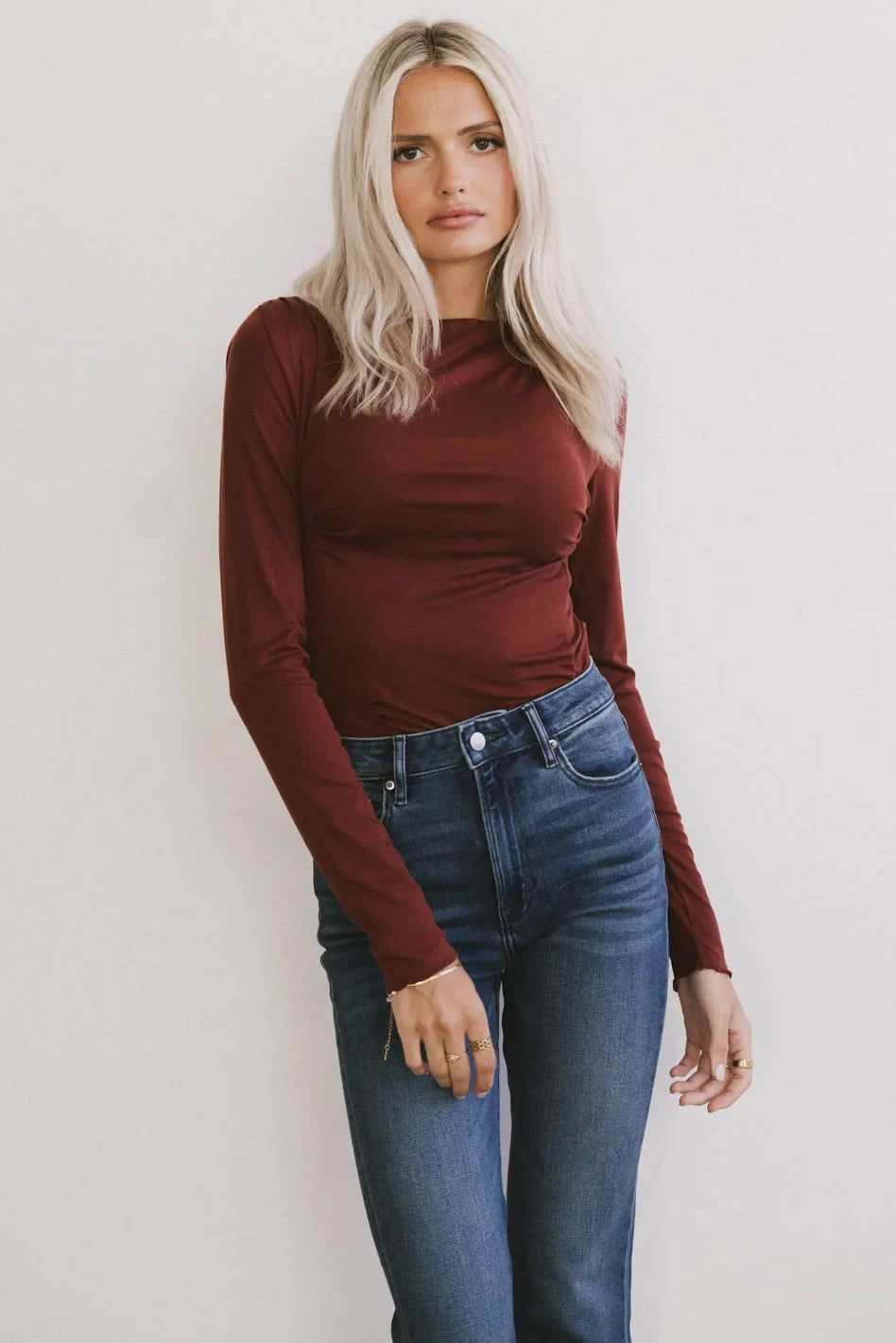Bianca Ruched Top in Burgundy - FINAL SALE