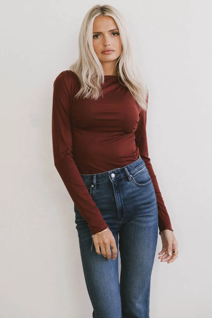 Bianca Ruched Top in Burgundy - FINAL SALE