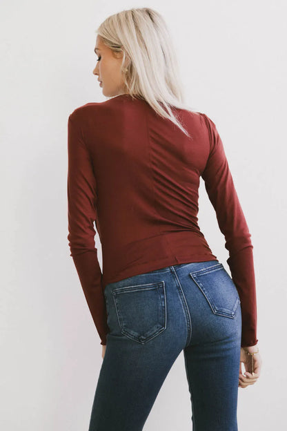 Bianca Ruched Top in Burgundy - FINAL SALE