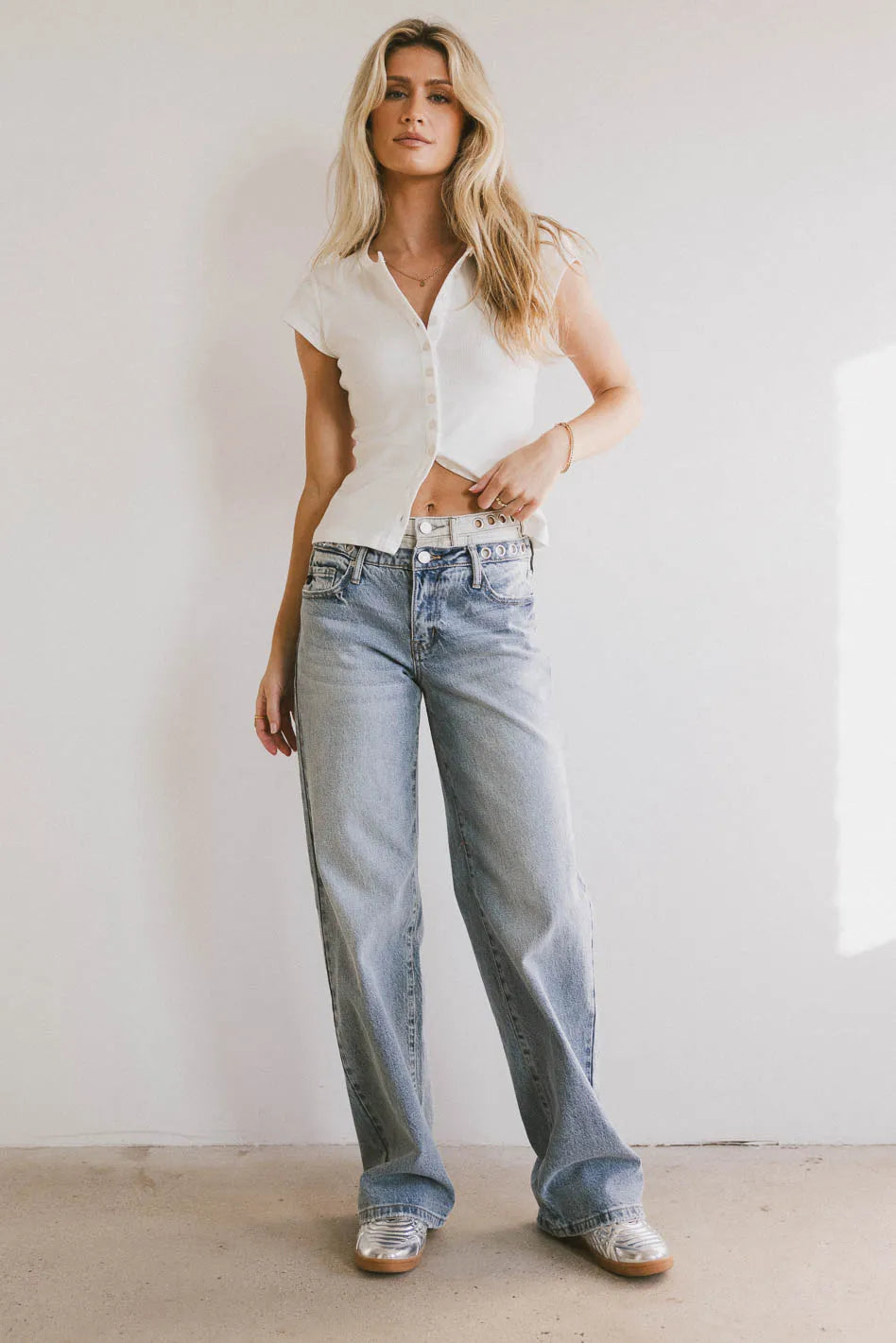 Cierra Double Waisted Wide Leg Jeans - FINAL SALE