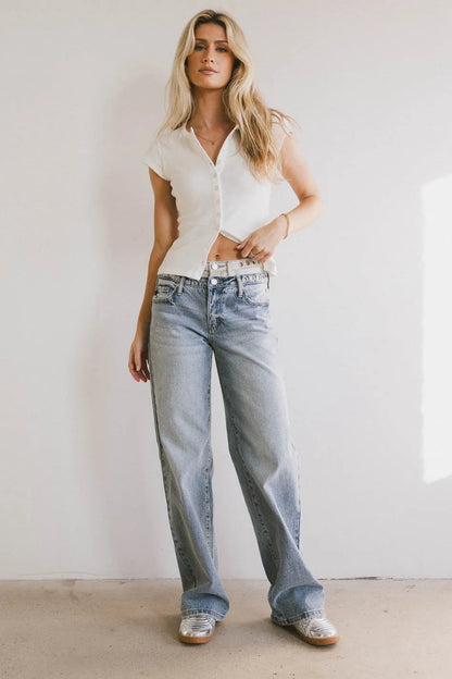 Cierra Double Waisted Wide Leg Jeans - FINAL SALE