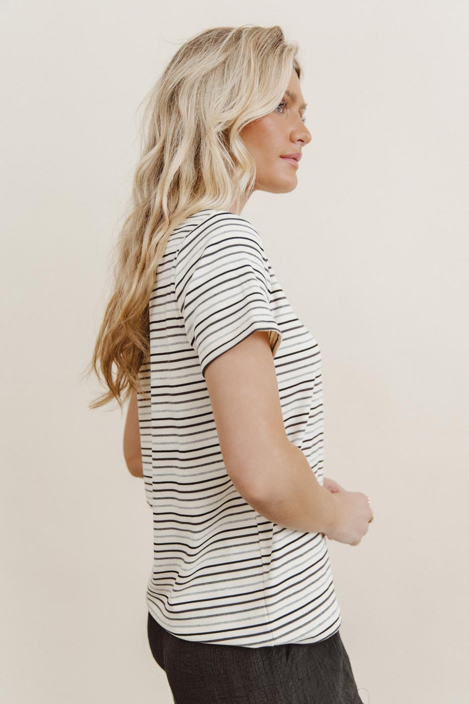 Christopher Striped Tee in Black - FINAL SALE
