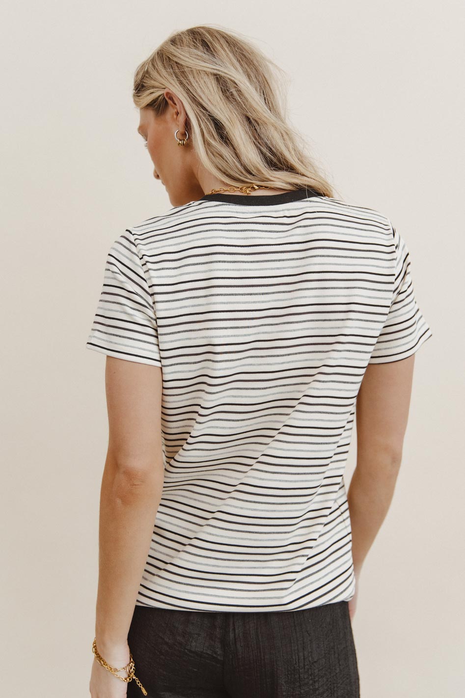 Christopher Striped Tee in Black - FINAL SALE