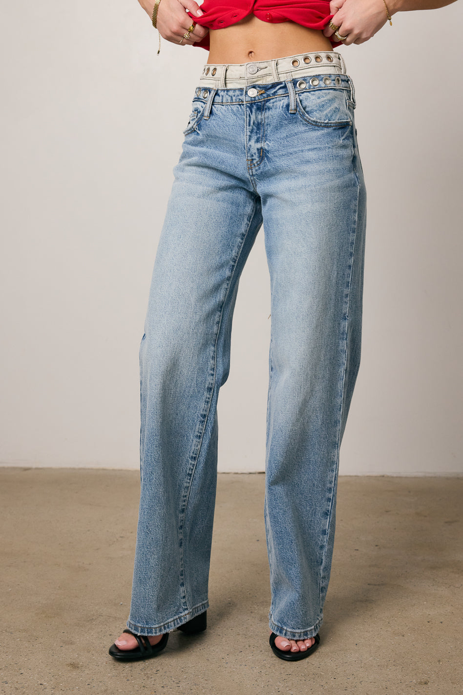 Cierra Double Waisted Wide Leg Jeans - FINAL SALE