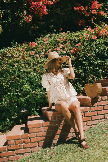 Denise Floral Blouse in Berry - FINAL SALE