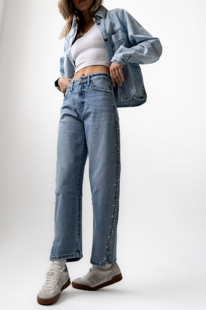 Cleo Studded Wide Leg Jeans - FINAL SALE