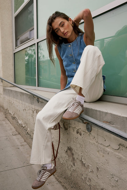 Eden Baggy Jeans in Ecru - FINAL SALE