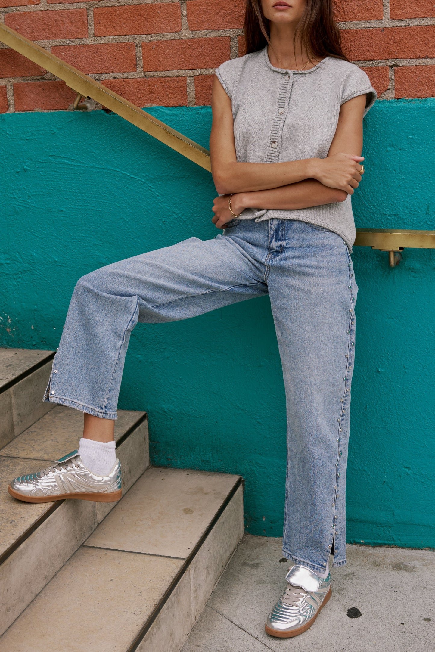 Cleo Studded Wide Leg Jeans - FINAL SALE