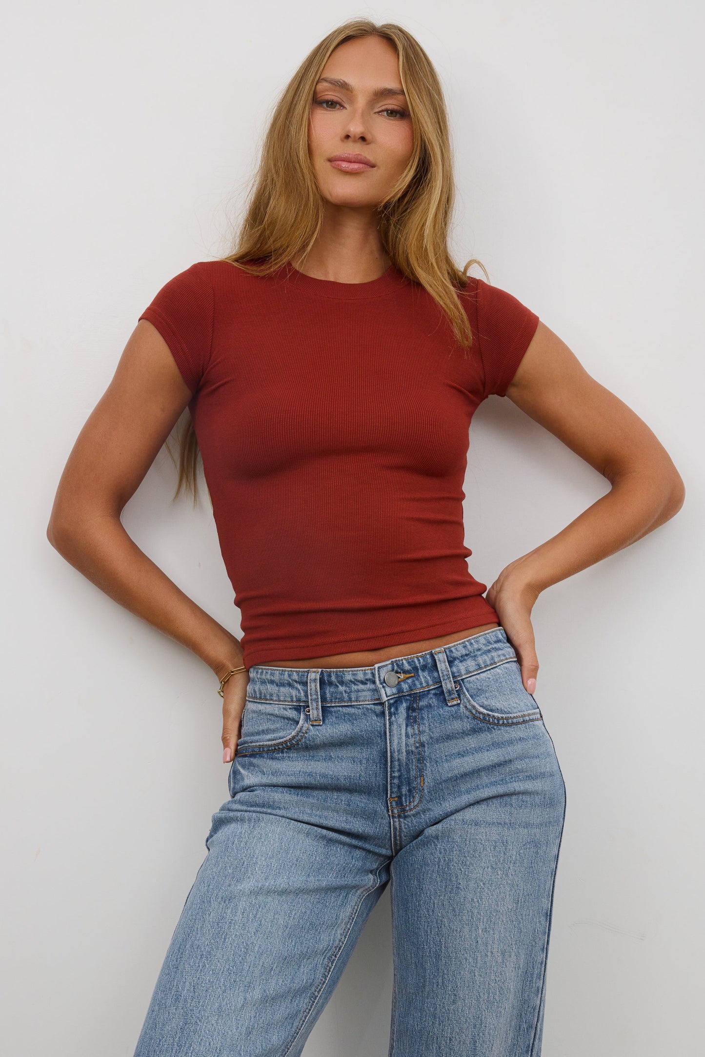 Asher Ribbed Top in Brick