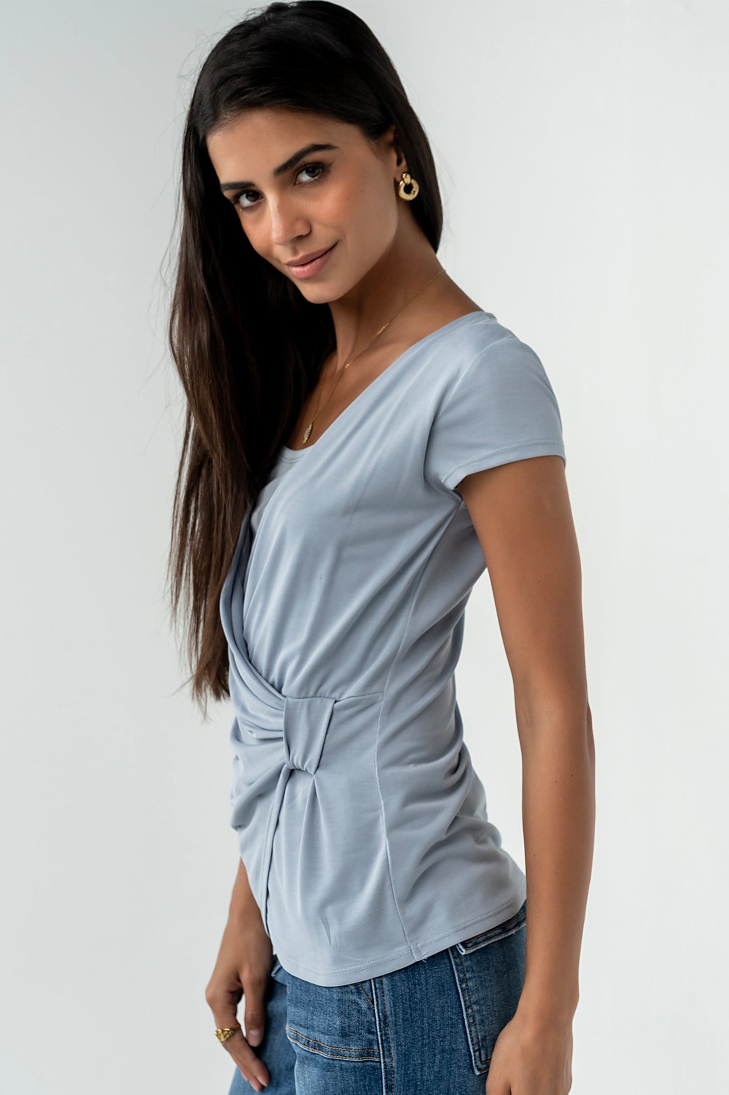Brenda Cross Top in Blue