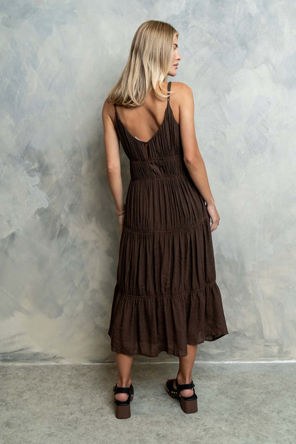 Gwen Relaxed Midi Dress in Brown